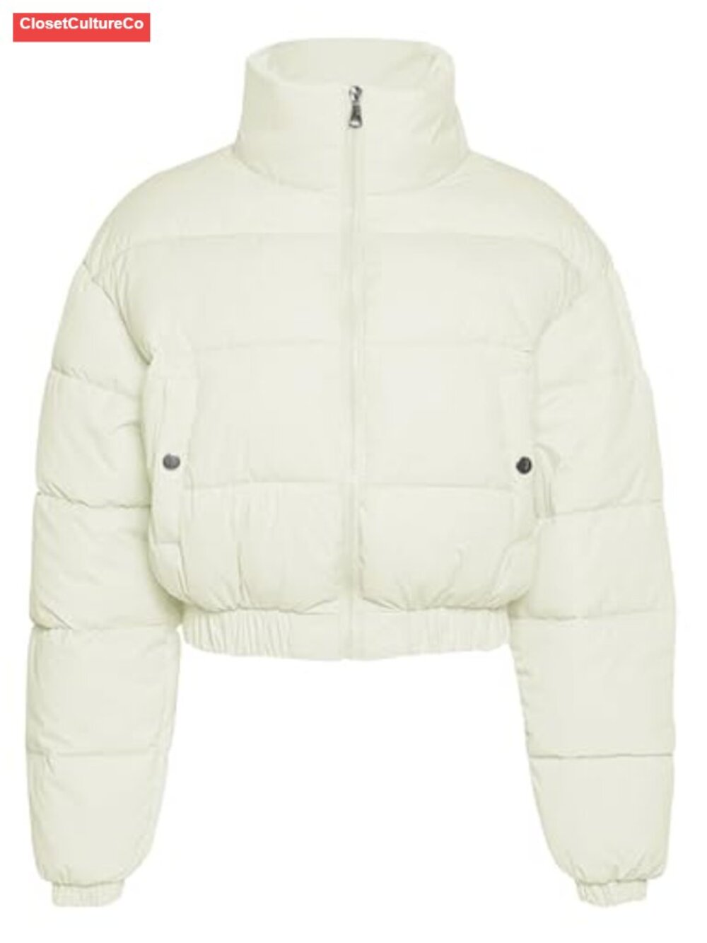 Cropped Puffer Jacket Zip Up Padded Short Winter Coat